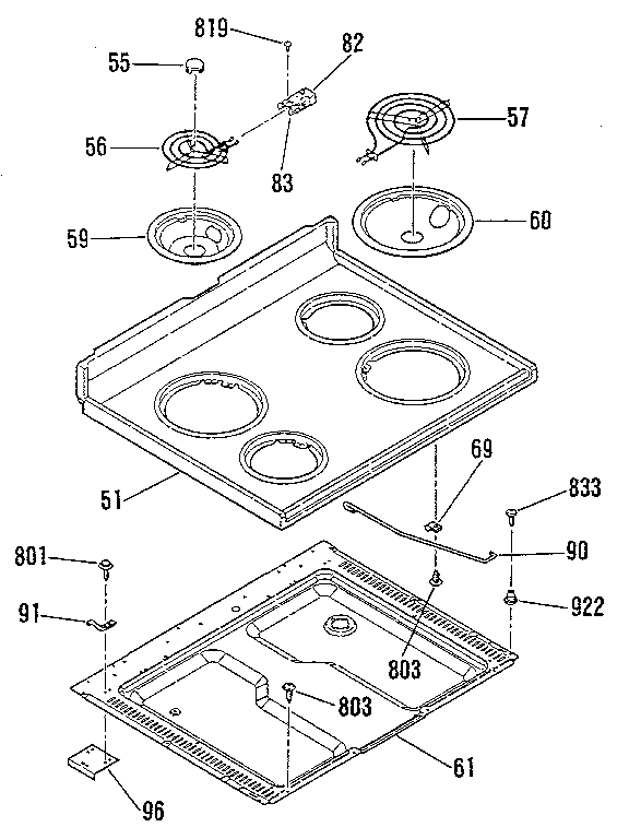 Kenmore 9119249181 main top section diagram