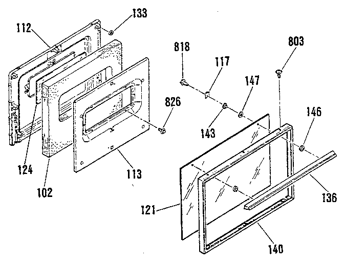 Kenmore 9119249181 oven door section diagram