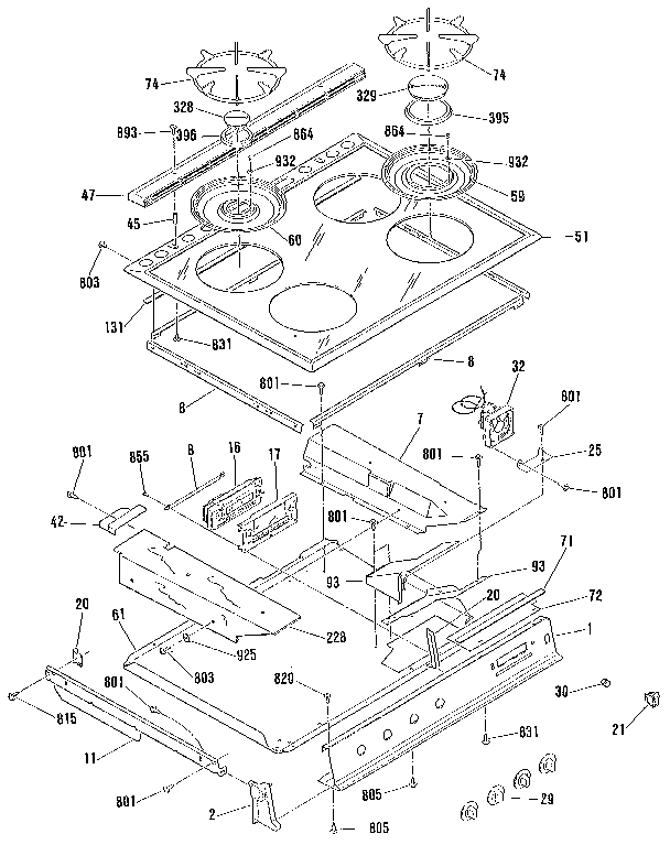 Kenmore 9113678812 main top section diagram