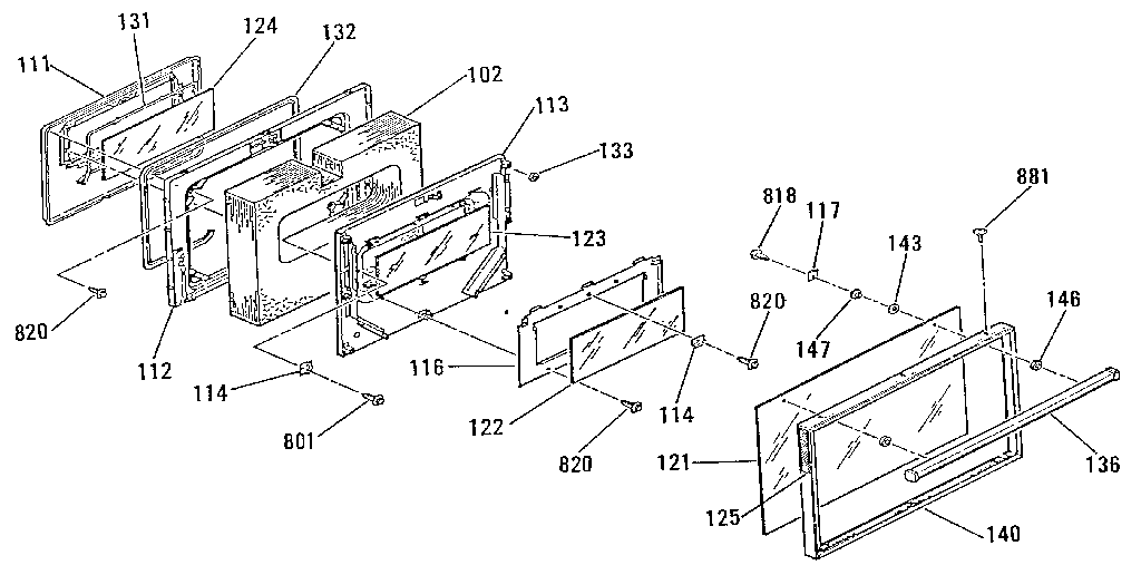 Kenmore 9113678812 oven door section diagram