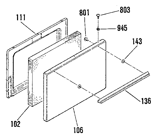 Kenmore 9116108911 oven door section diagram