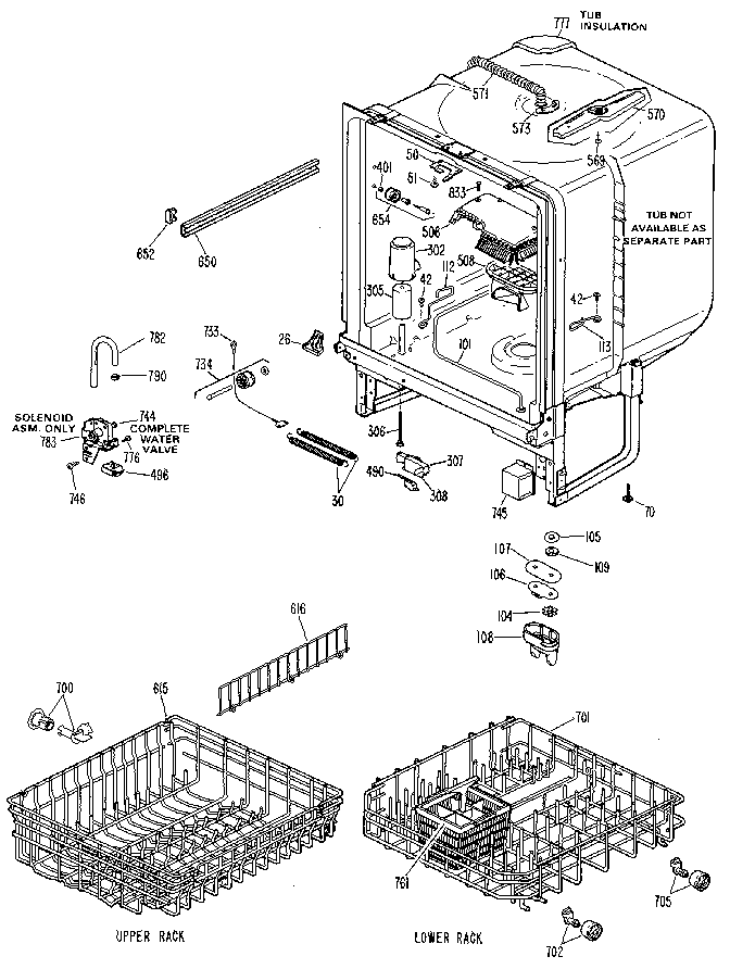 GE GSD2230L20 tub assembly diagram