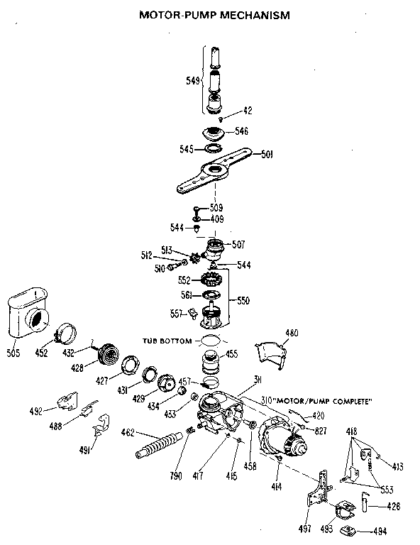 GE GSD2230L20 motor-pump assembly diagram