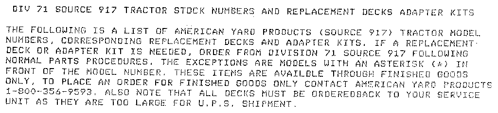 Craftsman ALL CURRENT STOCK NUMBERS adapter kits tractor stock diagram
