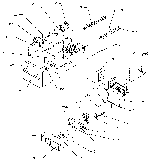 Kenmore 5969500881 ice bucket and ice maker diagram