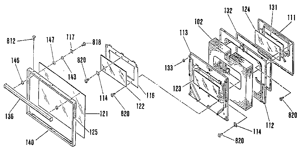 Kenmore 9119871190 oven door section diagram