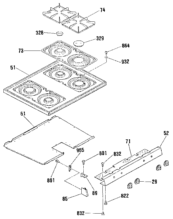 Kenmore 9117360991 main top section diagram