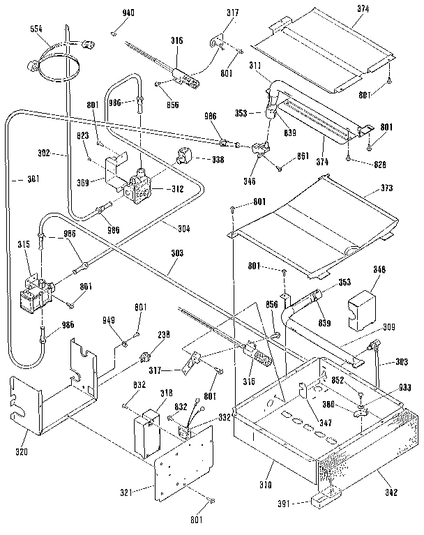 Kenmore 9117360991 broiler and oven burner section diagram