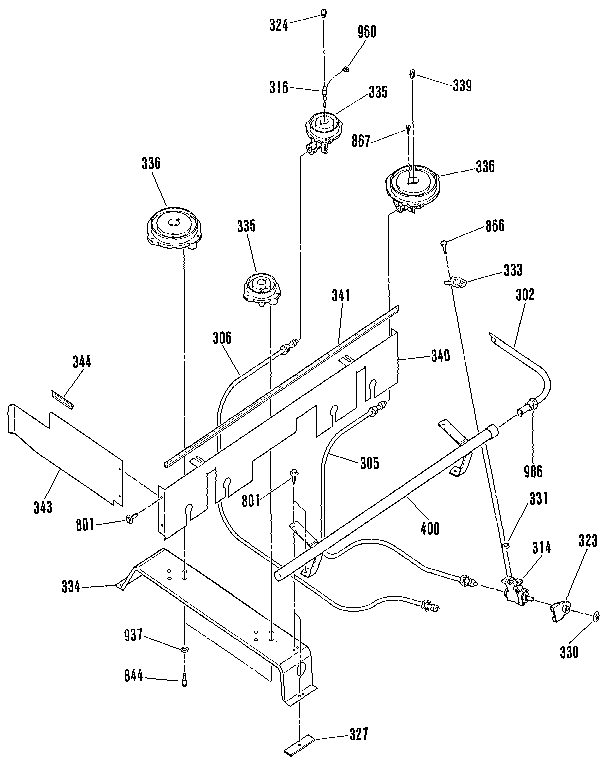 Kenmore 9117360991 top burner section diagram