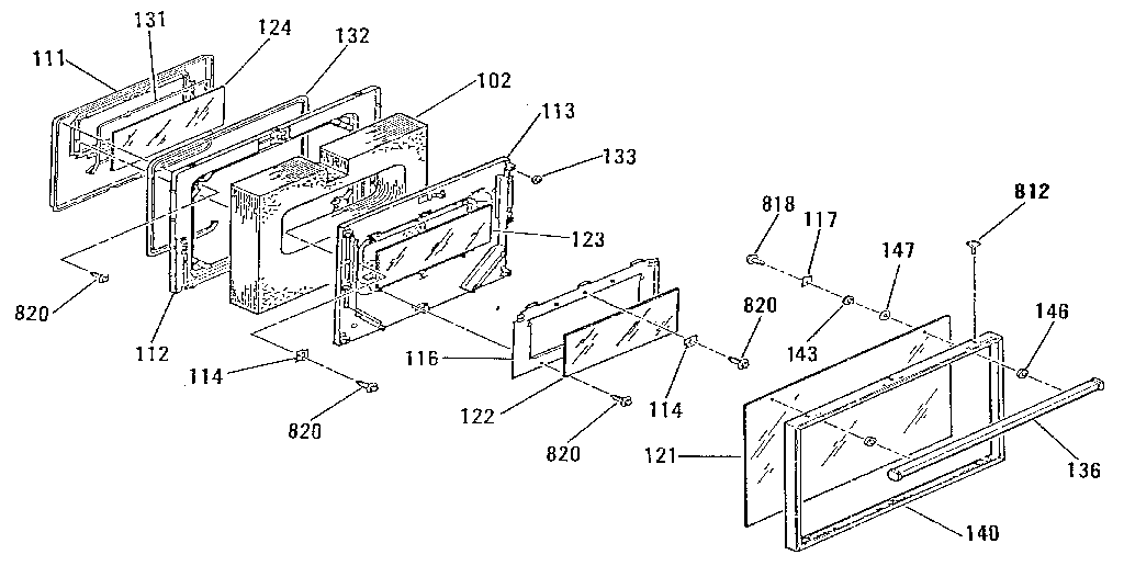 Kenmore 9117360991 oven door section diagram