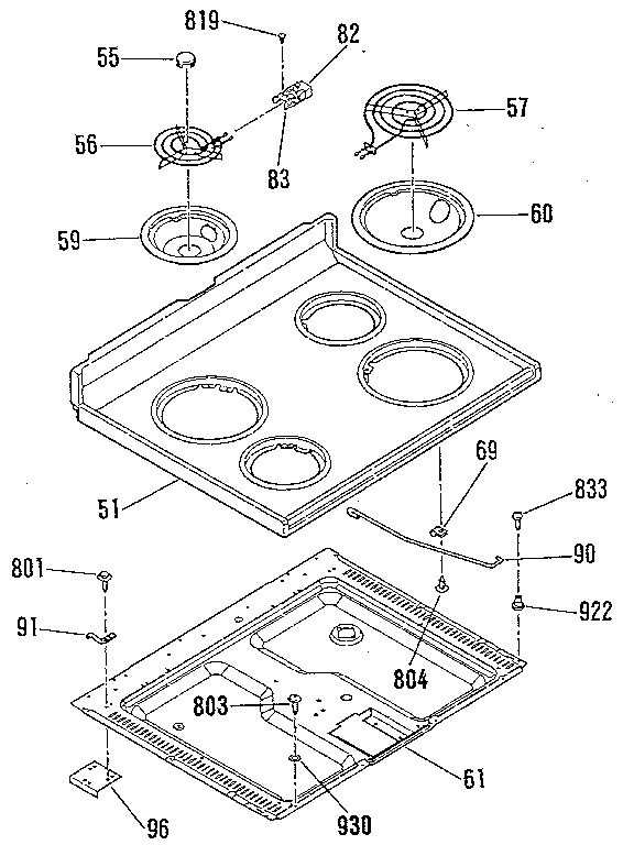 Kenmore 9119328813 main top section diagram