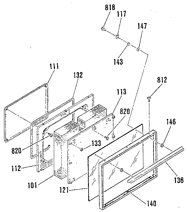 Kenmore 9119328813 oven door section diagram