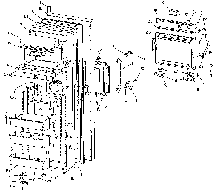 Kenmore 3639517926 fresh food door diagram