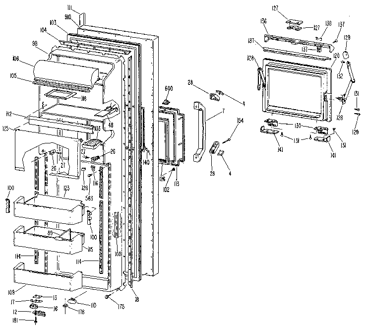 Kenmore 3639517986 fresh food door diagram