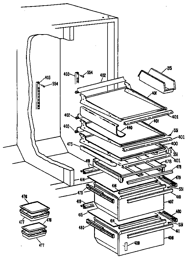 Kenmore 3639517986 fresh food section diagram