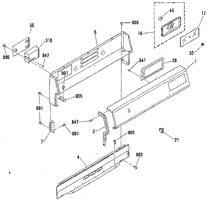 Kenmore 9117139182 backguard section diagram