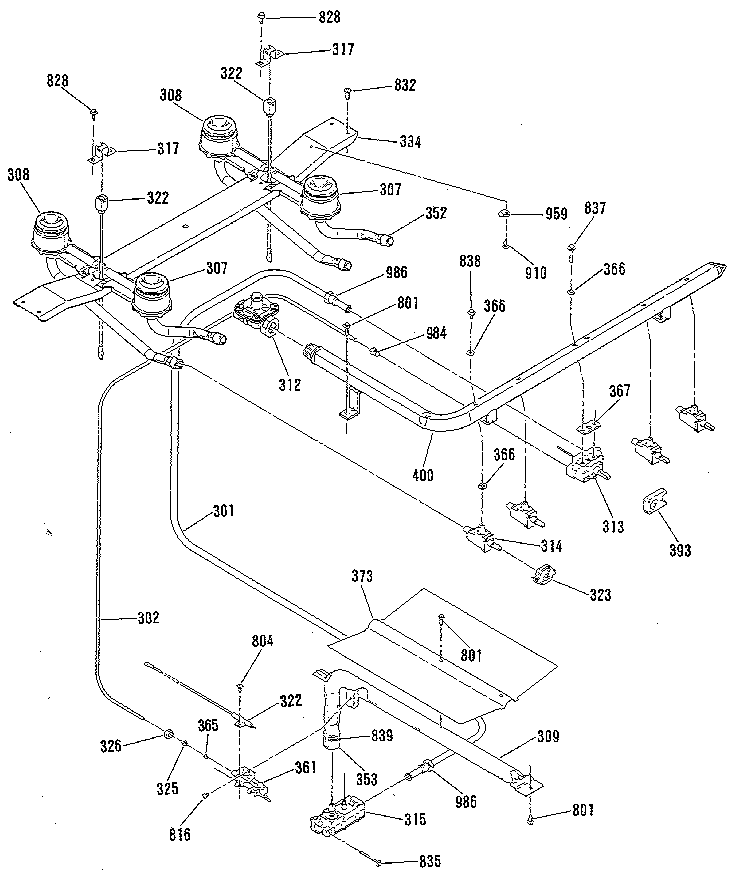 Kenmore 9117139182 burner section diagram