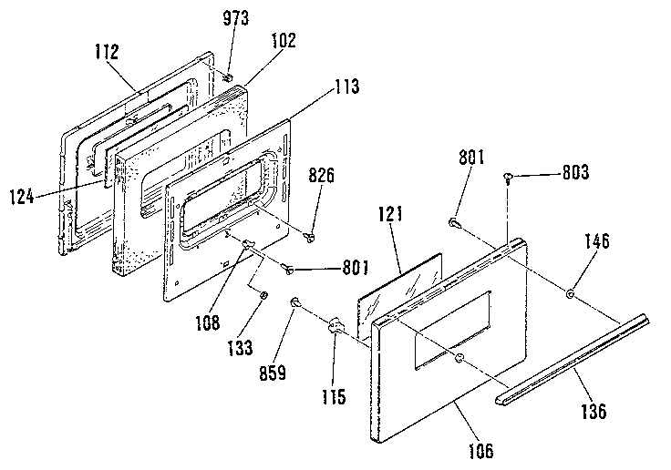 Kenmore 9117139182 oven door section diagram