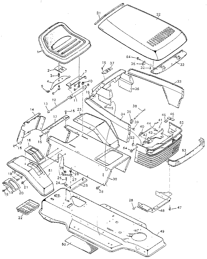 Craftsman 502255192 chassis & hood diagram