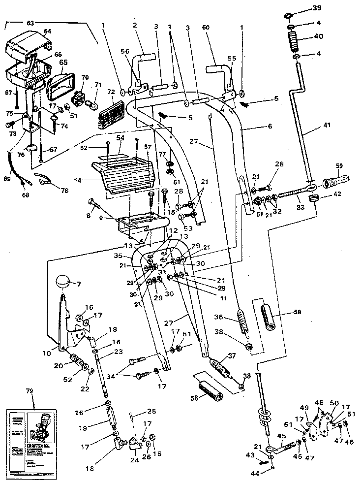 Craftsman 536886801 handle assembly diagram