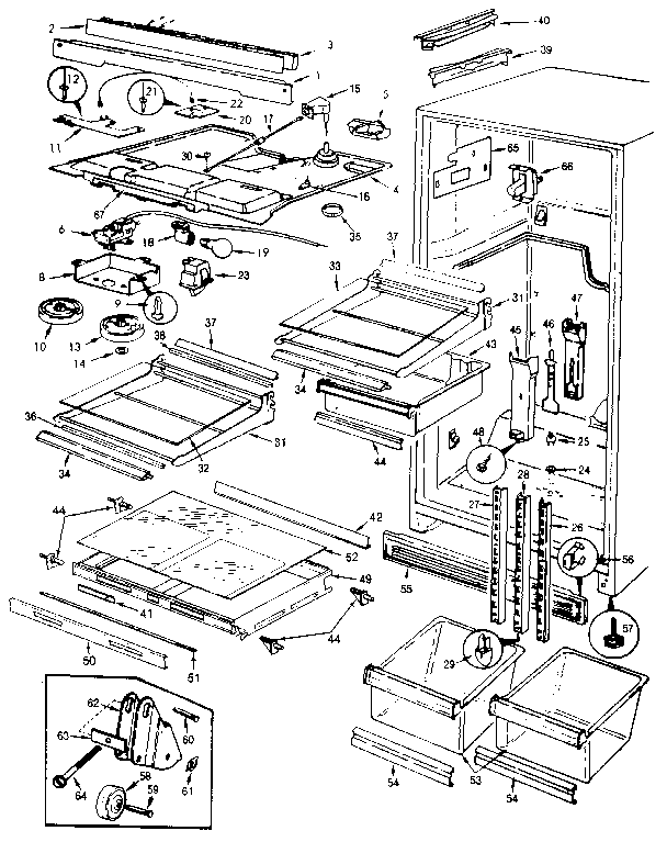 Jenn-Air JRT216B/MAJ73B fresh food compartment diagram