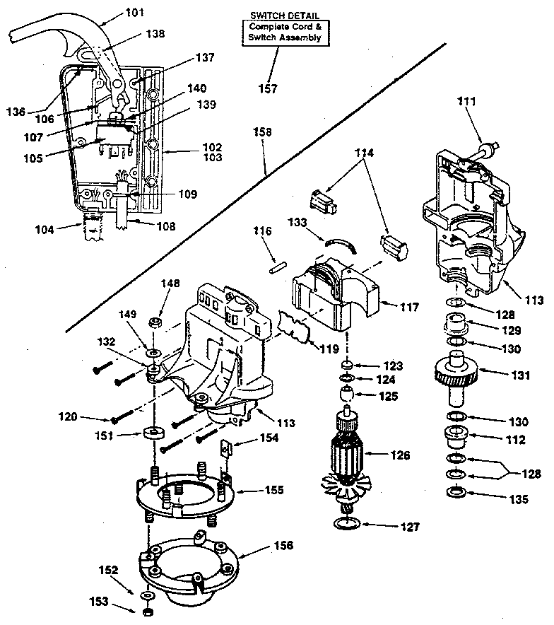 Craftsman 247370810 motor & switch assembly diagram