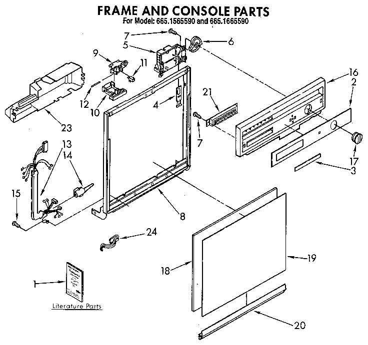 Kenmore 6651665590 frame and console diagram
