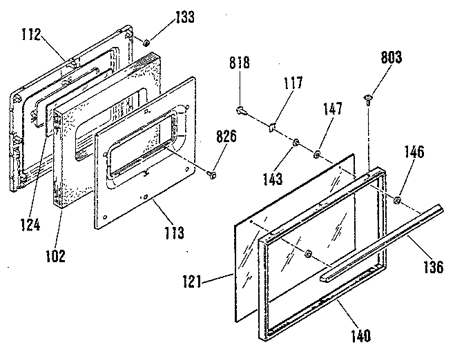 Kenmore 9119249182 oven door section diagram