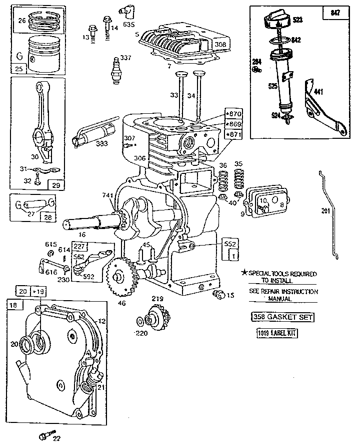 Briggs stratton схема двигателя