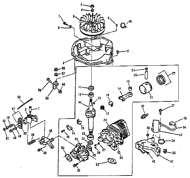 Lawn-Boy 680543 engine group diagram