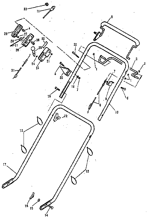Lawn-Boy 680544 handle group diagram