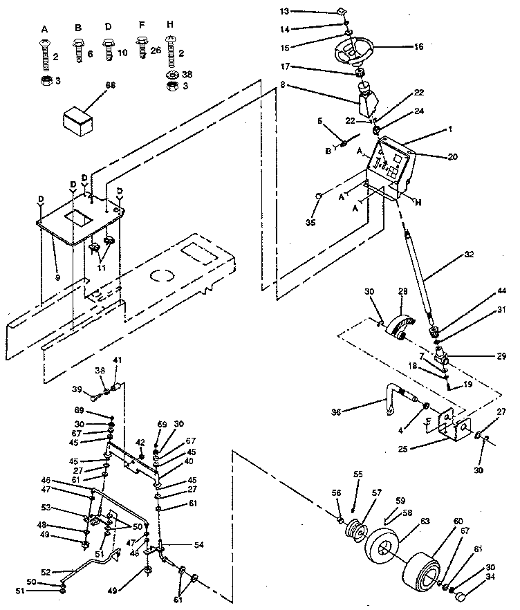 Craftsman 917257350 steering and front axle diagram