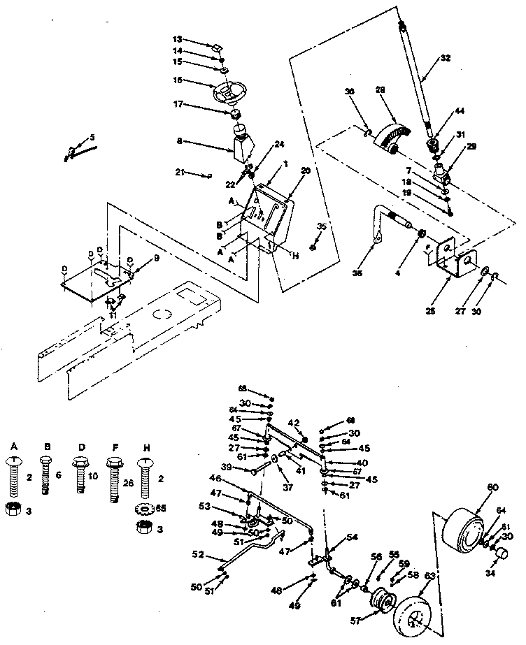 Craftsman 917257470 steering and front axle diagram