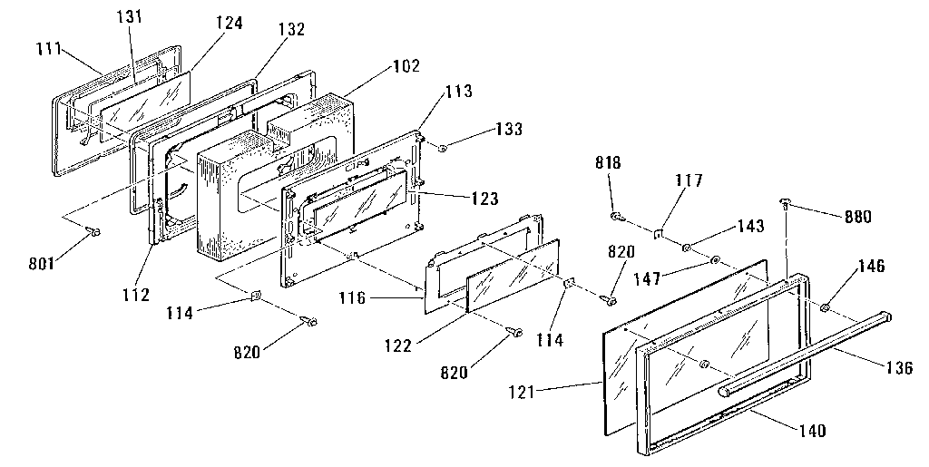 Kenmore 9119399582 oven door section diagram