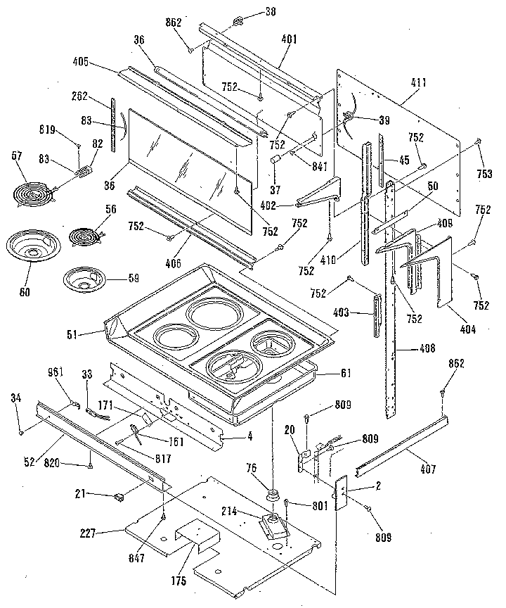Kenmore 9119851190 main top section diagram