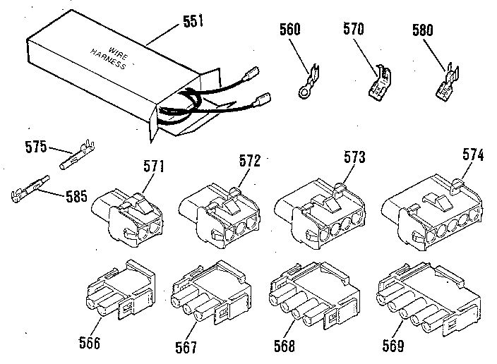 Kenmore 9119851190 wire harnesses and components diagram
