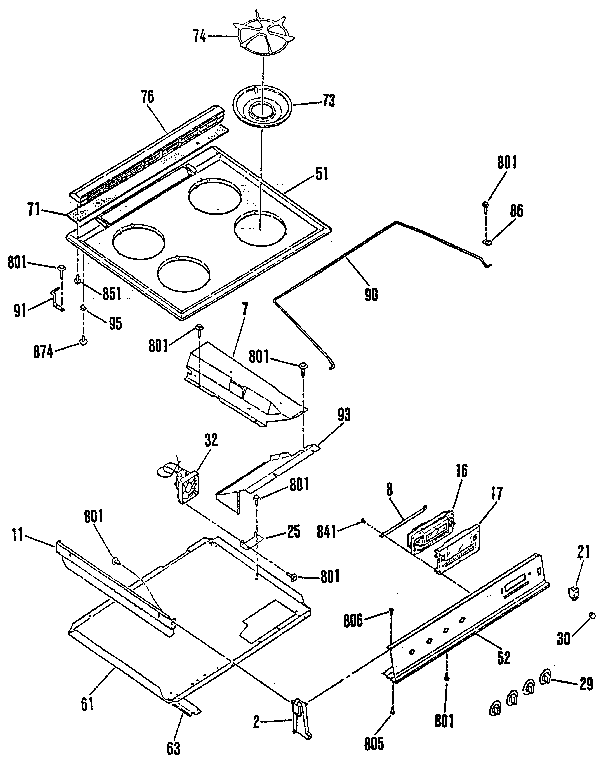 Kenmore 9113651190 main top section diagram