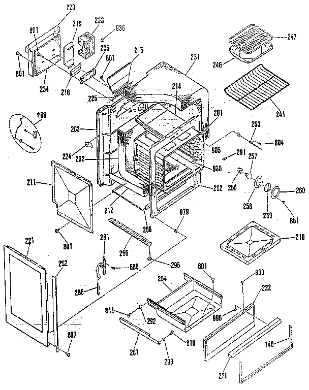 Kenmore 9113651190 oven body section diagram