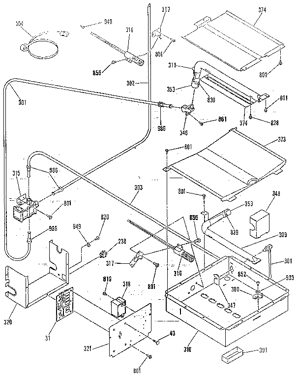 Kenmore 9113651190 broiler and oven burner section diagram