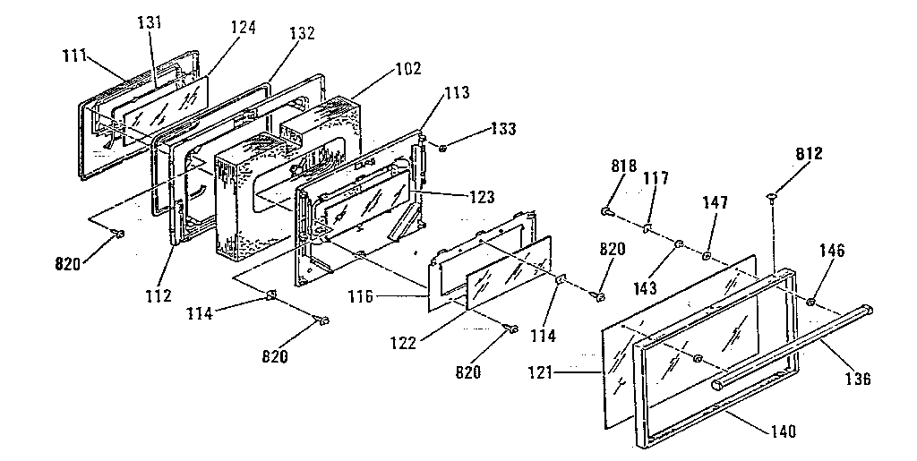Kenmore 9113651190 oven door section diagram