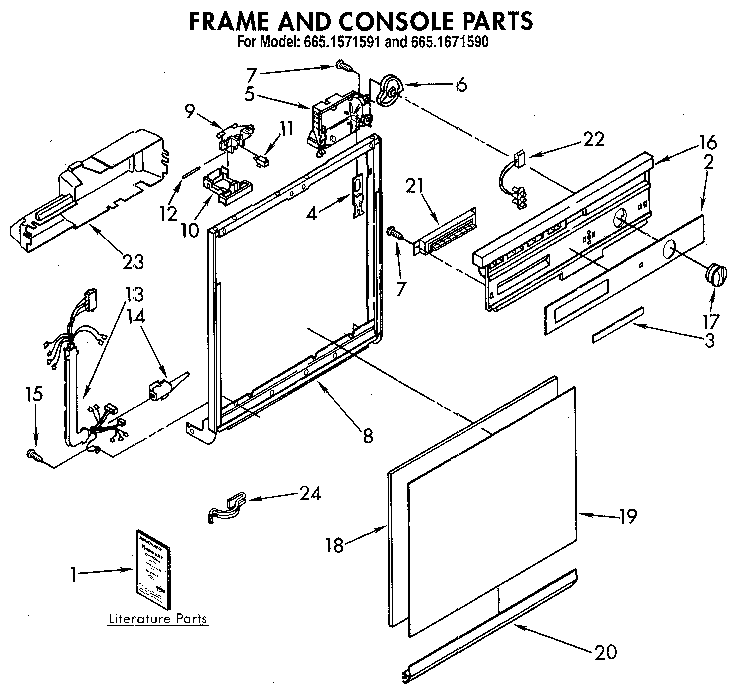 Kenmore 6651671590 frame and console diagram