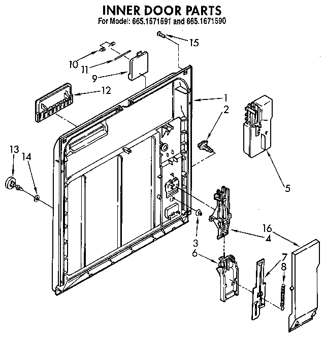 Kenmore 6651671590 inner door diagram