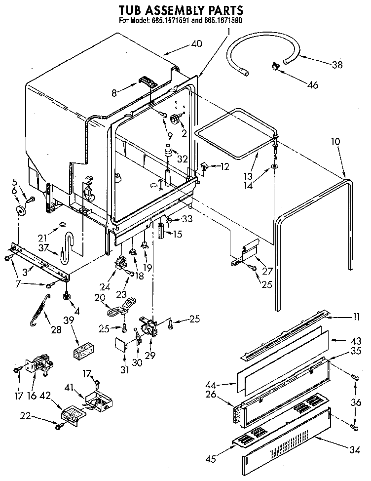Kenmore 6651671590 tub assembly diagram
