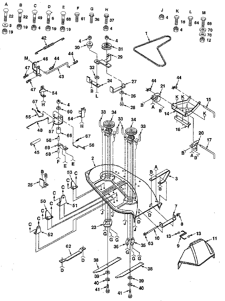 Craftsman 917257360 38" mower diagram