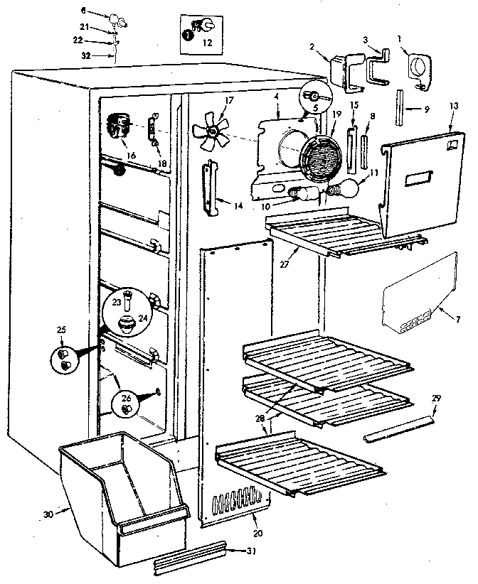 Jenn-Air JRSI205B/M9Q05B freezer compartment diagram