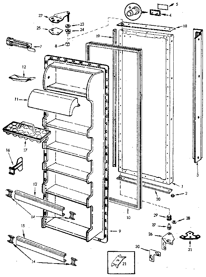 Jenn-Air JRSI205B/M9Q05B fresh food door diagram