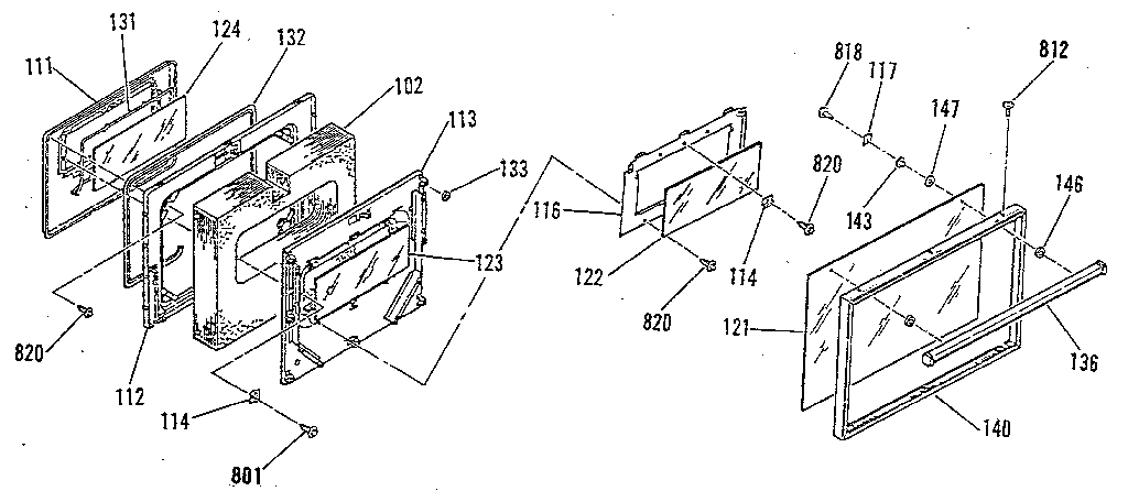 Kenmore 9117389181 oven door section diagram