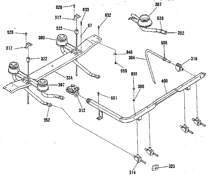 Kenmore 9117389181 top burner section diagram