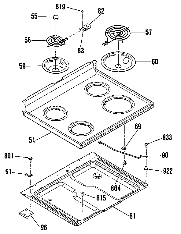 Kenmore 9116248813 main top section diagram