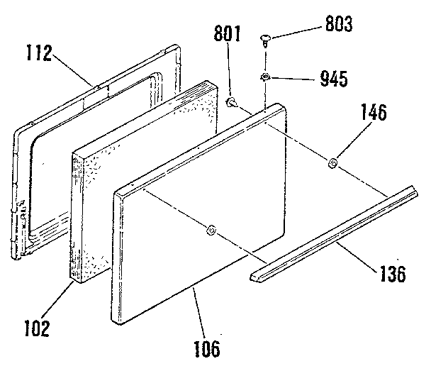 Kenmore 9116248813 oven door section diagram